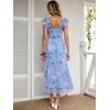 image:imageANRABESS Floral Wedding Guest Dresses for Women Smocked Tulle Midi DressBlue Floral Purple