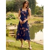 image:imageANRABESS Floral Wedding Guest Dresses for Women Smocked Tulle Midi DressBrown Floral Dark Blue