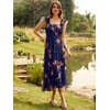 image:imageANRABESS Floral Wedding Guest Dresses for Women Smocked Tulle Midi DressBrown Floral Dark Blue
