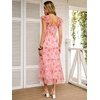 image:imageANRABESS Floral Wedding Guest Dresses for Women Smocked Tulle Midi DressFloral Pink Rose