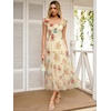 image:imageANRABESS Floral Wedding Guest Dresses for Women Smocked Tulle Midi DressMulticolored Rose Apricot