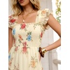 image:imageANRABESS Floral Wedding Guest Dresses for Women Smocked Tulle Midi DressMulticolored Rose Apricot