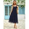 image:imageANRABESS Floral Wedding Guest Dresses for Women Smocked Tulle Midi DressNavy Blue
