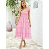 image:imageANRABESS Floral Wedding Guest Dresses for Women Smocked Tulle Midi DressPink