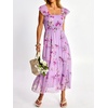 image:imageANRABESS Floral Wedding Guest Dresses for Women Smocked Tulle Midi DressPurple Rose
