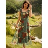 image:imageANRABESS Floral Wedding Guest Dresses for Women Smocked Tulle Midi DressRed and Yellow Rose