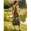 image:imageANRABESS Floral Wedding Guest Dresses for Women Smocked Tulle Midi DressRed and Yellow Rose