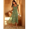 image:imageANRABESS Floral Wedding Guest Dresses for Women Smocked Tulle Midi DressYellow Floral Green