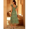 image:imageANRABESS Floral Wedding Guest Dresses for Women Smocked Tulle Midi DressYellow Floral Green