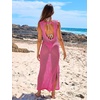 image:imageANRABESS Women Crochet Swimsuit Coverup Bathing Suit Beach Maxi DressHot Pink