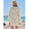 image:imageANRABESS Women Swimsuit Cover Up Crochet Bathing Suit Beach Swim Mini DressBeige
