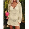 image:imageANRABESS Women Swimsuit Cover Up Crochet Bathing Suit Beach Swim Mini DressBeige