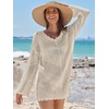 image:imageANRABESS Women Swimsuit Cover Up Crochet Bathing Suit Beach Swim Mini DressBeige