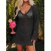 image:imageANRABESS Women Swimsuit Cover Up Crochet Bathing Suit Beach Swim Mini DressBlack