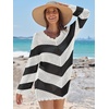 image:imageANRABESS Women Swimsuit Cover Up Crochet Bathing Suit Beach Swim Mini DressChevron Black White Stripes