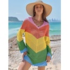 image:imageANRABESS Women Swimsuit Cover Up Crochet Bathing Suit Beach Swim Mini DressChevron Rainbow Stripes 2