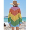 image:imageANRABESS Women Swimsuit Cover Up Crochet Bathing Suit Beach Swim Mini DressChevron Rainbow Stripes 2