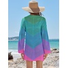image:imageANRABESS Women Swimsuit Cover Up Crochet Bathing Suit Beach Swim Mini DressChevron Rainbow Stripes