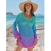 image:imageANRABESS Women Swimsuit Cover Up Crochet Bathing Suit Beach Swim Mini DressChevron Rainbow Stripes