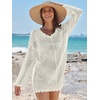 image:imageANRABESS Women Swimsuit Cover Up Crochet Bathing Suit Beach Swim Mini DressCream White