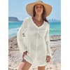 image:imageANRABESS Women Swimsuit Cover Up Crochet Bathing Suit Beach Swim Mini DressCream White