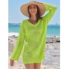 image:imageANRABESS Women Swimsuit Cover Up Crochet Bathing Suit Beach Swim Mini DressGreenyellow