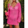 image:imageANRABESS Women Swimsuit Cover Up Crochet Bathing Suit Beach Swim Mini DressHot Pink