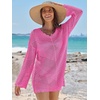image:imageANRABESS Women Swimsuit Cover Up Crochet Bathing Suit Beach Swim Mini DressHot Pink