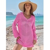image:imageANRABESS Women Swimsuit Cover Up Crochet Bathing Suit Beach Swim Mini DressHot Pink