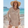 image:imageANRABESS Women Swimsuit Cover Up Crochet Bathing Suit Beach Swim Mini DressKhaki