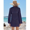 image:imageANRABESS Women Swimsuit Cover Up Crochet Bathing Suit Beach Swim Mini DressNavy Blue