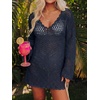 image:imageANRABESS Women Swimsuit Cover Up Crochet Bathing Suit Beach Swim Mini DressNavy Blue