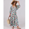 image:imageANRABESS Womens Boho Floral 34 Puff Sleeve Maxi DressBeige Teal Floral