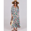 image:imageANRABESS Womens Boho Floral 34 Puff Sleeve Maxi DressBeige Teal Floral
