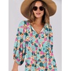 image:imageANRABESS Womens Boho Floral 34 Puff Sleeve Maxi DressBeige Teal Floral