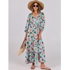 image:imageANRABESS Womens Boho Floral 34 Puff Sleeve Maxi DressBeige Teal Floral