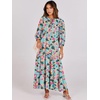 image:imageANRABESS Womens Boho Floral 34 Puff Sleeve Maxi DressBeige Teal Floral