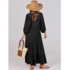 image:imageANRABESS Womens Boho Floral 34 Puff Sleeve Maxi DressBlack