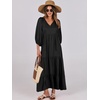 image:imageANRABESS Womens Boho Floral 34 Puff Sleeve Maxi DressBlack