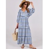 image:imageANRABESS Womens Boho Floral 34 Puff Sleeve Maxi DressBlue