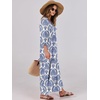 image:imageANRABESS Womens Boho Floral 34 Puff Sleeve Maxi DressBlue Khaki