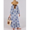 image:imageANRABESS Womens Boho Floral 34 Puff Sleeve Maxi DressBlue Khaki