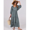 image:imageANRABESS Womens Boho Floral 34 Puff Sleeve Maxi DressDark Green