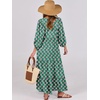 image:imageANRABESS Womens Boho Floral 34 Puff Sleeve Maxi DressGreen