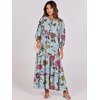 image:imageANRABESS Womens Boho Floral 34 Puff Sleeve Maxi DressGreen Floral