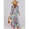 image:imageANRABESS Womens Boho Floral 34 Puff Sleeve Maxi DressGreen Floral