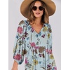 image:imageANRABESS Womens Boho Floral 34 Puff Sleeve Maxi DressGreen Floral