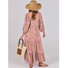 image:imageANRABESS Womens Boho Floral 34 Puff Sleeve Maxi DressGreygreen Pink Floral