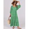 image:imageANRABESS Womens Boho Floral 34 Puff Sleeve Maxi DressLight Green
