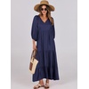 image:imageANRABESS Womens Boho Floral 34 Puff Sleeve Maxi DressNavy Blue